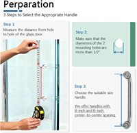 Poignée de tirage pour porte de douche, poignées de remplacement pour portes coulissantes en verre, poignée de porte de douche en verre