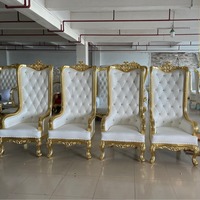 Chaise trône moderne en cuir de style gothique en or blanc pour la décoration de bureau