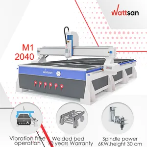 Wattsan เราเตอร์ M1 2000*4000*300mm โต๊ะสูญญากาศ4.5kw 6KW DSP A11 CNC เครื่องกลึงและเครื่องกัด