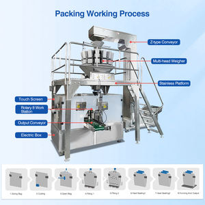 Machine d'emballage et de conditionnement automatique rotative pour sachets doypack, avec pesage et aspiration pour les aliments en grains, les noix et les haricots - Product Image 4