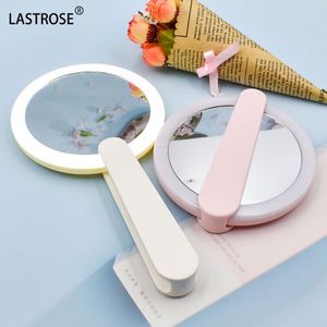 OEM Foldable Hand Held <b>Mirror</b> With Light Mini LED Pocket Travel Makeup Hand <b>Mirror</b> Vanity <b>Compact</b> Handle <b>Mirror</b> - Product Image 5