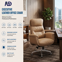 Chaise de bureau de direction en cuir de luxe moderne à dossier haut, ergonomique, pivotante, avec base chromée, pour bureau à domicile, chaise de bureau informatique en aluminium