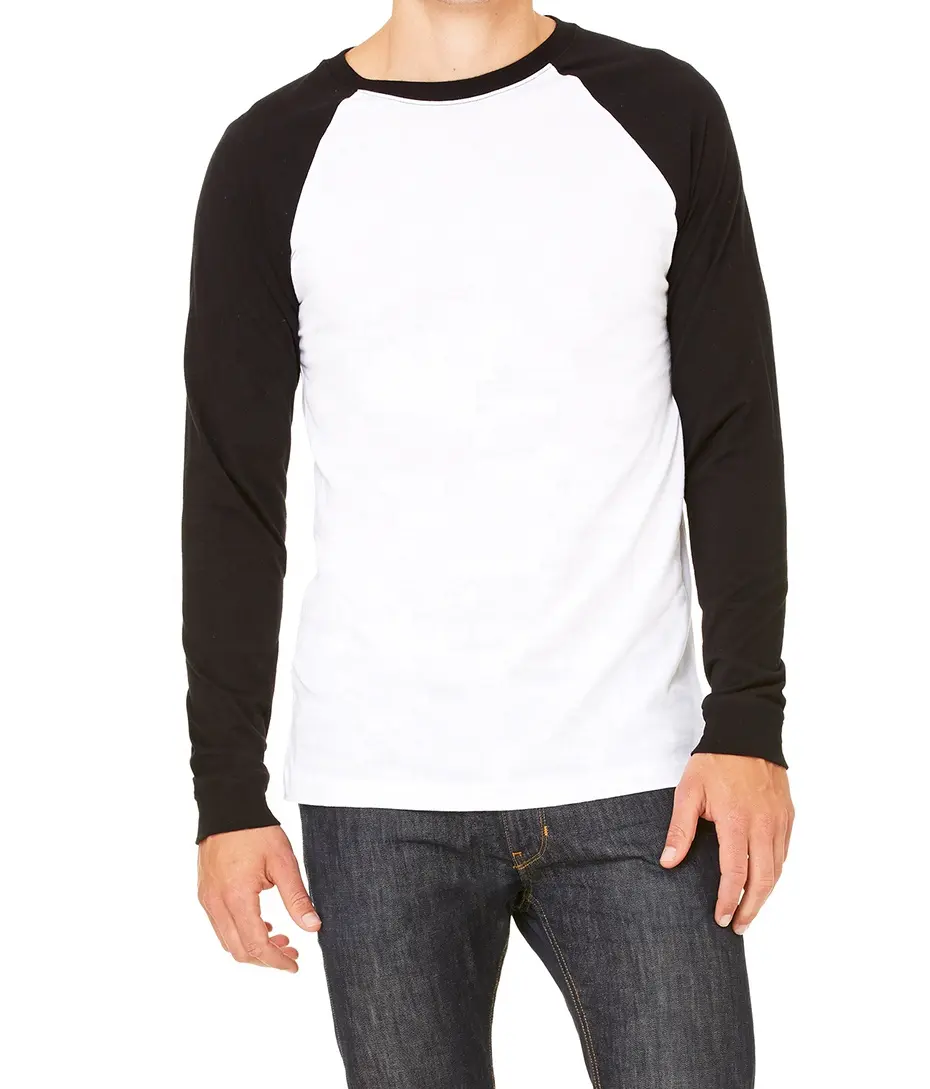 Men's Raglan Baseball Tee T-Shirt Unisex Long Sleeves Casual Athletic Jersey Shirt Custom Combed Cotton Plain Two Tone T Shirt