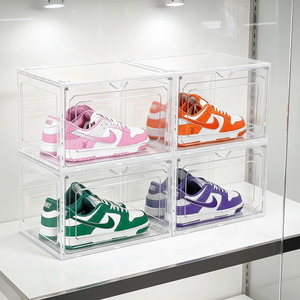 Scatola per Scarpe Pieghevole Magnetica in PP, Design Impilabile Antipolvere, Soluzione Salvaspazio per Organizzazione Armadio - Product Image 1