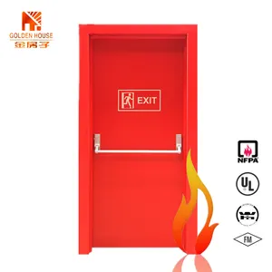 UL Listed Approve 180 Minute Steel Commercial Emergency Exit Fire Rated Door With Panic Bar Lock