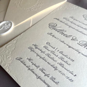 METROSTRIDES INC Wedding Invitation Embossed Cream Card <b>Wax</b> <b>Seal</b> Elegant Minimalist Modern Coated Paper Eco-Friendly Stationery - Product Image 4