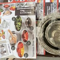 Offre Spéciale : Ensemble de 5 Ustensiles de Cuisine en Acier Inoxydable – Assiettes à Salade avec Échelle, Bol à Soupe, Moule à Gâteau, Outils de Cuisson et de Pâtisserie