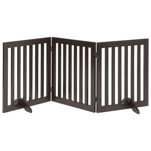 Barrière de sécurité pour animaux de compagnie autoportante de 24 pouces de haut, barrière en bois pour chat et chien, porte, escalier, clôture pliable, barrière <span class=keywords><strong>extensible</strong></span> pour la maison, utilisation en intérieur - Product Image 1