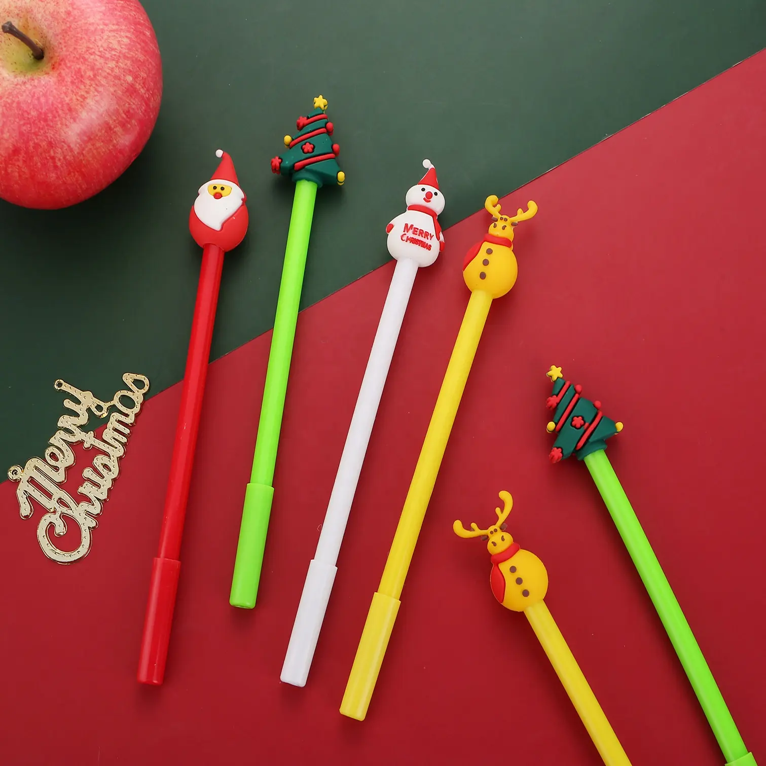 Wholesale Cheap Plastic Cartoon Santa Deer Gel Pen For Christmas Gift