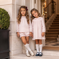 Vêtements pour enfants en gros, tenues 2 pièces pour filles, ensemble de vêtements pour bébés filles à manches longues à pois suisses roses