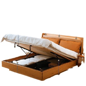 Lit plateforme de rangement Good Dream 2m en bois de cerisier massif, moderne et confortable, pour appartements petits, chambres parentales et studios - Product Image 4