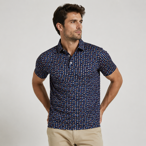 Polo con Estampado Novedoso Azul Marino para Hombre, Ropa Casual de Golf para Resort, Manga Corta, de Secado Rápido, Disponible al por Mayor, Stock Disponible para Verano - Product Image 1