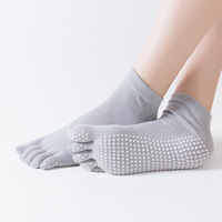 Chaussettes de Massage à cinq doigts, en coton pur, professionnel, antidérapantes, 5 doigts, Yoga, avec poignées, vente en gros,