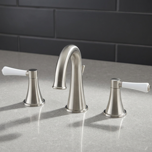 Robinet de lavabo moderne à 3 trous, mitigeur chaud/froid à 2 poignées, à poser sur le comptoir, avec valve en céramique pour lavabo de salle de bain - Product Image 2