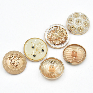 Classic Round Metal Shank <b>Buttons</b> With Embossed Logo Gold Finish Circular Design For Clothing - Product Image 6