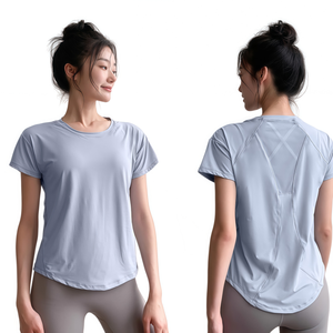 CZFIT เสื้อผ้าออกกำลังกายสำหรับผู้หญิง ผ้าแห้งเร็ว ยืดหยุ่นได้ เหมาะสำหรับวิ่ง โยคะ เนื้อผ้าบางเบา ใส่สบาย แขนสั้น - Product Image 1
