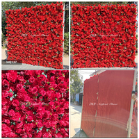Mur de fleurs artificielles DKB fait main en soie, motif lotus orange multicolore, 8x8 pieds, enroulable, pour décoration d'événements
