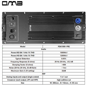 Pda1001 + Pre 2025 xu hướng sản phẩm điện 4Ω 1200W loa siêu trầm mô-đun khuếch đại hoạt động nhà trước khuếch đại loa siêu trầm - Product Image 3