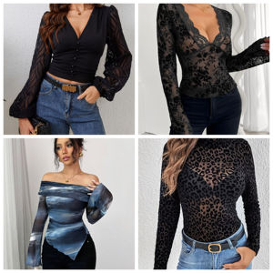 Dài Tay Phụ Nữ Giản Dị Của Thời Trang Dài Tay Rỗng Decal Mùa Hè T-Shirt Của Phụ Nữ Dài Tay Lỏng Giản Dị Mặc - Product Image 6