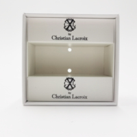 Boîte cadeau pour montre personnalisée, rigide, blanche, avec dessus et fond, logo imprimé en feuille d'argent rayée, insert intérieur, emballage de luxe pour montre