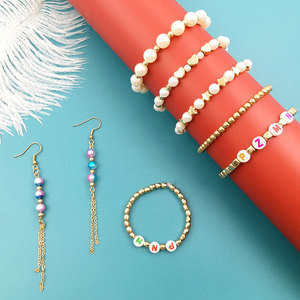 Pearl <b>Bead</b> <b>Set</b> 720pcs With Gold Charms For Bracelet Necklace DIY Jewelry Making Supplies Classic Style Plastic Resin <b>Beads</b> - Product Image 3