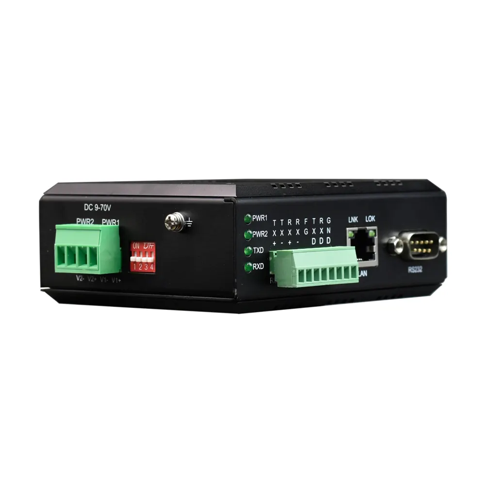 Din Rail Perangkat Seri Server Industri RS232 RS485 RS422 Ke Ethernet RJ45 TCP IP Converter
