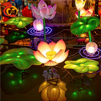 Lanternes chinoises en papier blanc, fleurs de lotus, en stock, pour l'extérieur