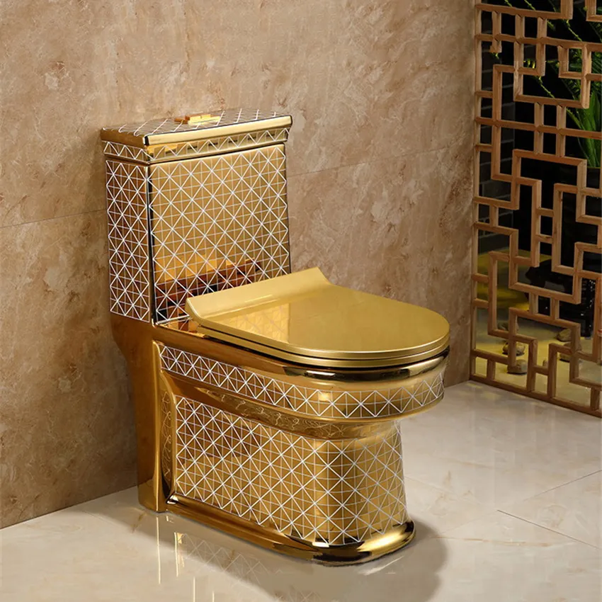 Holmine Royal style une pièce wc custom décoratif salle de bain luxe or toilettes