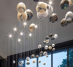Banquet Hôtel Escaliers Boule Ronde Lustre Plafond Villa Duplex Salon Lave Verre Lustre Pendentif Lumière - Product Image 6