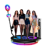 Plateforme rotative automatique pour photomaton 360° de 100 cm avec anneau lumineux RGB, télécommande et flight case, pour 5-6 personnes, idéale pour les événements