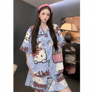 ชุดนอนผู้หญิงฤดูร้อนแบบเรียบง่าย ลายตัวอักษร คอวี เอวยางยืด ระบายอากาศได้ดี ผลิตจากโพลีเอสเตอร์ 100% ทรงหลวม - Product Image 3