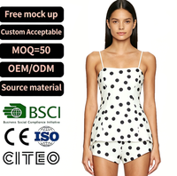 Ensemble Camisole à Bretelles Fines et Short Taille Haute à Pois Noirs et Blancs pour Femme, Col Carré, Taille Cintrée, Tenue d'Été Décontractée