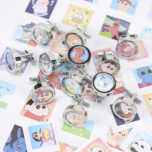 Tự lắp ráp Bạc Brass Cuff liên kết bán buôn vui phim hoạt hình tùy chỉnh Khuy măng sét với hình ảnh - Product Image 2