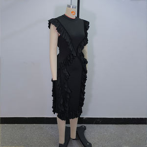 Robe Tunique Élégante Décontractée Mi-Longue pour Femme Été 2026 Sans Manches à Volants et Dentelle - Product Image 4