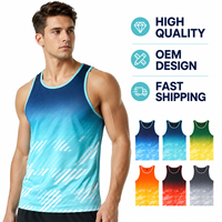 Débardeur de course sans manches à impression de logo personnalisé, couleur dégradée, pour marathon, gym, fitness, vêtements de sport, service OEM ODM, conception de débardeur