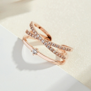 <span class=keywords><strong>แหวน</strong></span>เซอร์คอนชุบแพลตตินัมสีเงินหลายชั้นสำหรับผู้หญิงปรับได้แบบซอก925แฟชั่นสไตล์เกาหลี FY-JZ550 - Product Image 1