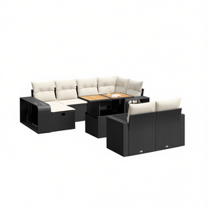Ensemble de canapés de jardin avec accoudoirs réglables, en rotin PE noir, 6 places, mobilier d'extérieur, design contemporain - Product Image 1