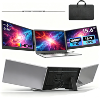 Moniteur portable triple ultra-fin 15,6'' 1080P FHD IPS pour ordinateur portable, compatible MacOS, Windows, PS, Switch - Commande en gros mondiale