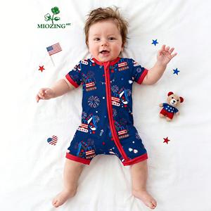 Miozing 	 Pigiama personalizzato per neonati 4 <span class=keywords><strong>luglio</strong></span>, vestiti per neonati maschi da 3 a 5 mesi, pigiama intero in bambù per eczema, ODM - Product Image 1