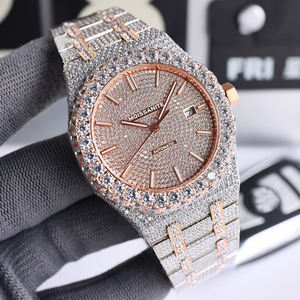 Acero inoxidable de alta calidad Iced Out Hip Hop Bling Bust Down Relojes de lujo 40mm VVS Moissanite Watch para hombres - Product Image 4