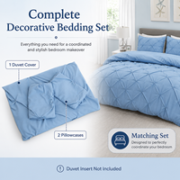 Parure de lit décorative de luxe pour hôtel, bleu uni, plissée, douce, lavée, sur mesure, pour adulte, vente en gros