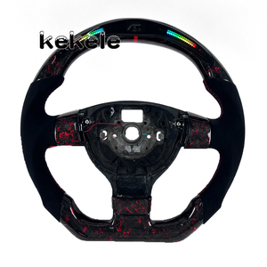 Volant en fibre <span class=keywords><strong>de</strong></span> carbone forgée rouge LED pour Volkswagen MK5 avec bande <span class=keywords><strong>de</strong></span> <span class=keywords><strong>course</strong></span> élégante, compatible avec GTI MK6 MK7 Golf B6 B7 2003-2009 - Product Image 1