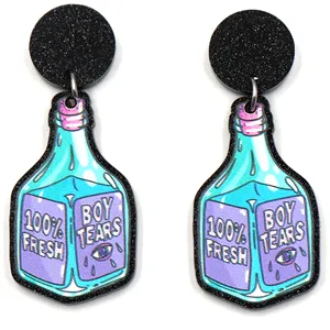 Boucles d'oreilles en acrylique pour femmes, Top fashion CN, goutte oculaire, crâne Halloween, paillettes, bijoux pour femmes