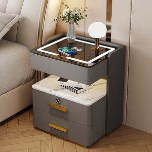 Comodino Smart di Lusso, Mobiletto da Comodino a 2 Cassetti con Ricarica Wireless, Luce LED e Serratura con Password - Product Image 5