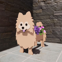 Pot de fleurs personnalisé en PVC en forme de chien - Jardinière extérieure durable en PVC style bois résistante aux intempéries