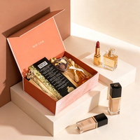 Boîte d'emballage cosmétique magnétique en carton rigide rose de luxe, grande taille, avec logo personnalisé