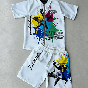 <span class=keywords><strong>Ensemble</strong></span> T-<span class=keywords><strong>shirt</strong></span> <span class=keywords><strong>et</strong></span> <span class=keywords><strong>Short</strong></span> Homme Été Yunmei OEM Personnalisé Imprimé All-Over Streetwear Coupe Ample - Product Image 1