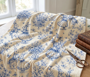 Luxury Style Toile Bunnies Velvet Blackout <b>Curtain</b> Panel Art Nouveau Decorative Window Treatment Drapery <b>for</b> Living Room Bedroom - Product Image 5