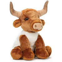 Huggable marron moelleux doux boeuf dessin animé Animal Style salle de soins infirmiers décor 10 pouces Longhorn taureau peluche jouet Longhorn vache jouets en peluche