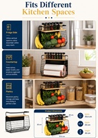 Étagères de rangement pliantes multi-usages pour la cuisine, panier à fruits et légumes à 2 niveaux pour réfrigérateur, organisateur d'épices pour la maison